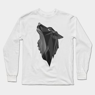 grayscale low poly abstract wolf / k9 Long Sleeve T-Shirt